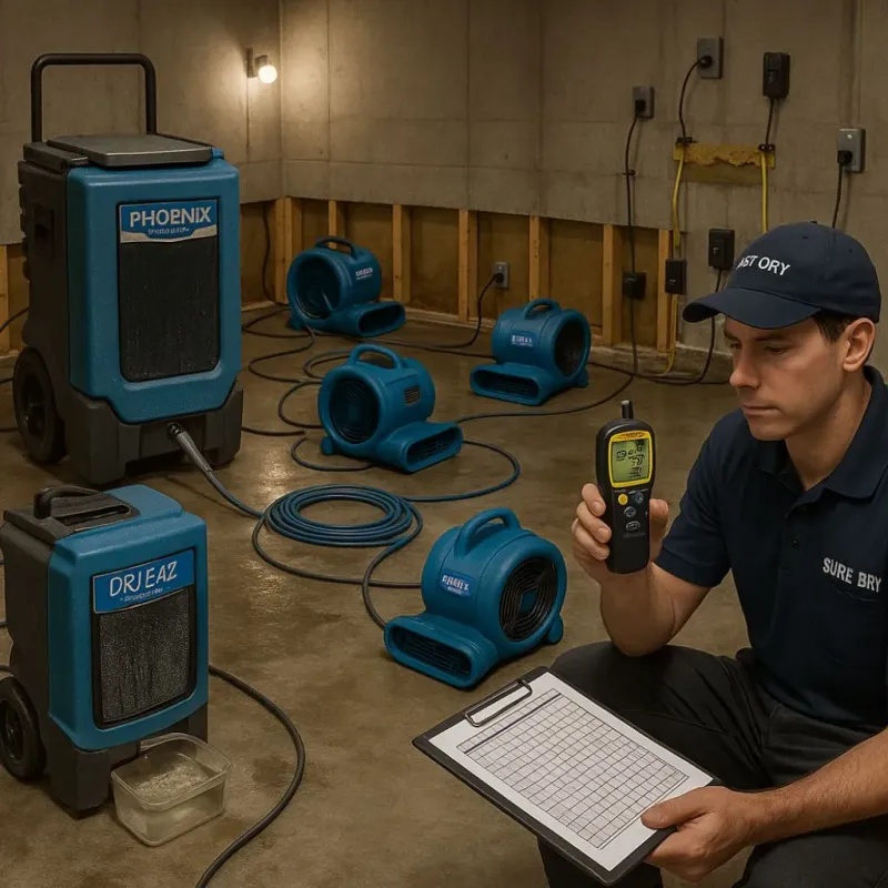 Structural Drying and Dehumidification process in Rome City, IN